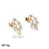 1 Pair Simple Style Leaf Inlay Stainless Steel Zircon Ear Studs