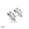 1 Pair Simple Style Leaf Inlay Stainless Steel Zircon Ear Studs