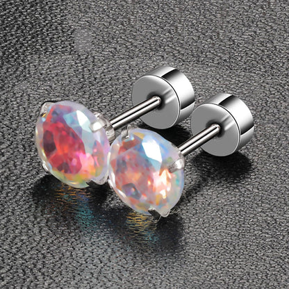 1 Set Simple Style Geometric Inlay Stainless Steel Zircon Ear Studs Cartilage Earrings