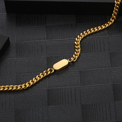 Hip-hop Rock Cool Style Solid Color Stainless Steel Polishing Plating Chain 18k Gold Plated Necklace