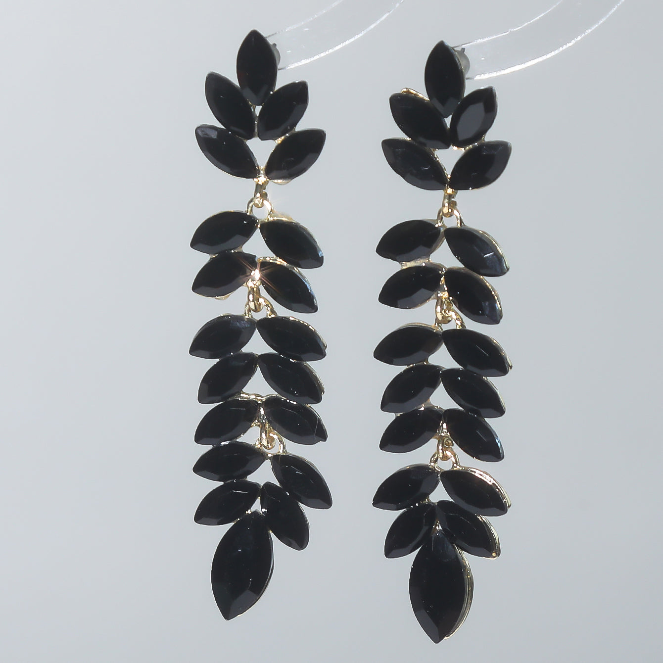 1 Pair Glam Shiny Leaves Plating Inlay Alloy Rhinestones Zircon Drop Earrings