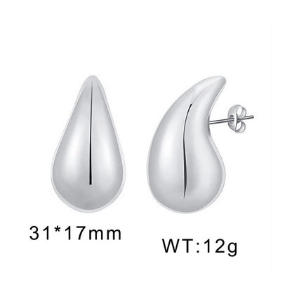 1 Pair Basic Water Droplets Stainless Steel 18K Gold Plated Ear Studs