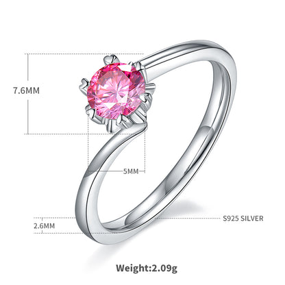 Classical Wedding Solid Color Sterling Silver Hollow Out Moissanite Rhodium Plated Silver Plated Rings