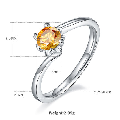 Classical Wedding Solid Color Sterling Silver Hollow Out Moissanite Rhodium Plated Silver Plated Rings