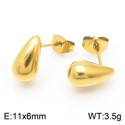 1 Pair Simple Style Water Droplets Plating Stainless Steel Earrings