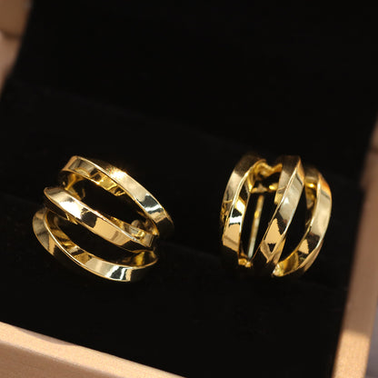 1 Pair Ig Style Glam Exaggerated Irregular Solid Color Spiral Plating Hollow Out Metal Copper 18k Gold Plated Drop Earrings Ear Studs