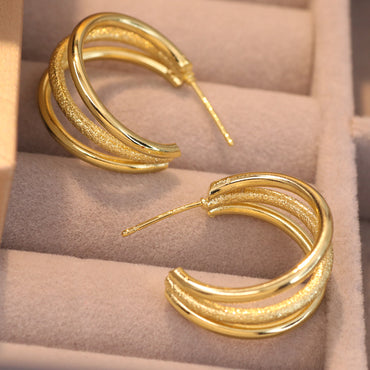 1 Pair Ig Style Glam Exaggerated Irregular Solid Color Spiral Plating Hollow Out Metal Copper 18k Gold Plated Drop Earrings Ear Studs