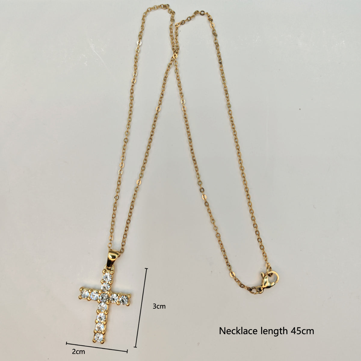 Simple Style Cross Stainless Steel Plating Inlay Rhinestones 18k Gold Plated Pendant Necklace