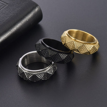 Retro Geometric Titanium Steel Plating Gold Plated Men's Rings