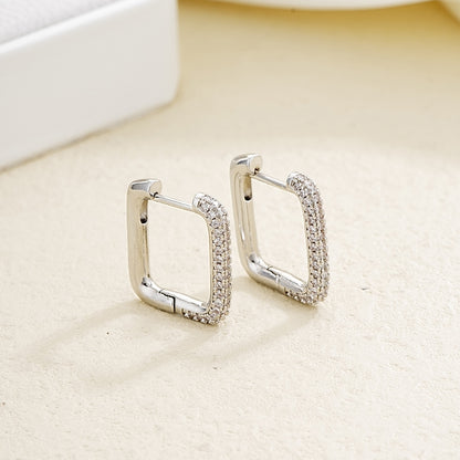 1 Pair Ig Style Simple Style Square Plating Inlay Copper Zircon White Gold Plated Earrings