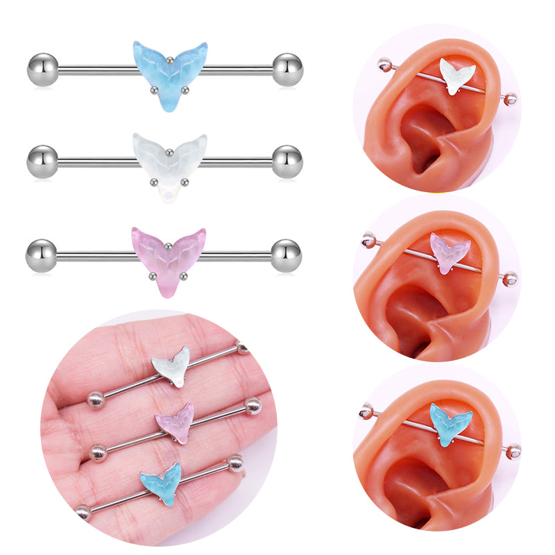 1 Piece Simple Style Classic Style Fish Tail Epoxy Plating Inlay Stainless Steel Acrylic Rhinestones White Gold Plated Ear Studs