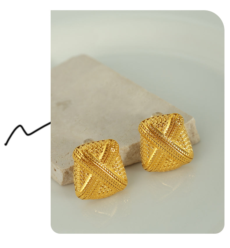 1 Pair Punk Simple Style Streetwear Geometric Plating Titanium Steel 18k Gold Plated Ear Studs