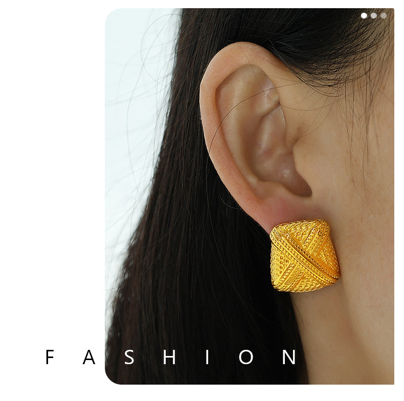 1 Pair Punk Simple Style Streetwear Geometric Plating Titanium Steel 18k Gold Plated Ear Studs