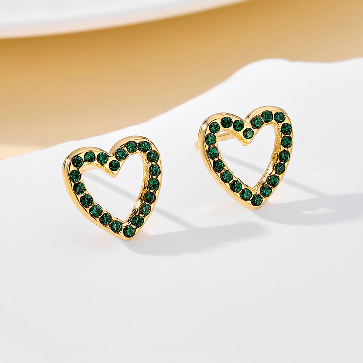 1 Pair Sweet Simple Style Heart Shape Plating Inlay Stainless Steel Zircon 18k Gold Plated Ear Studs