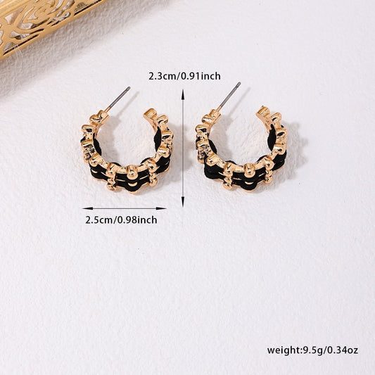 1 Pair Ig Style Elegant Romantic C Shape Woven Belt Alloy Ear Studs