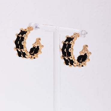 1 Pair Ig Style Elegant Romantic C Shape Woven Belt Alloy Ear Studs