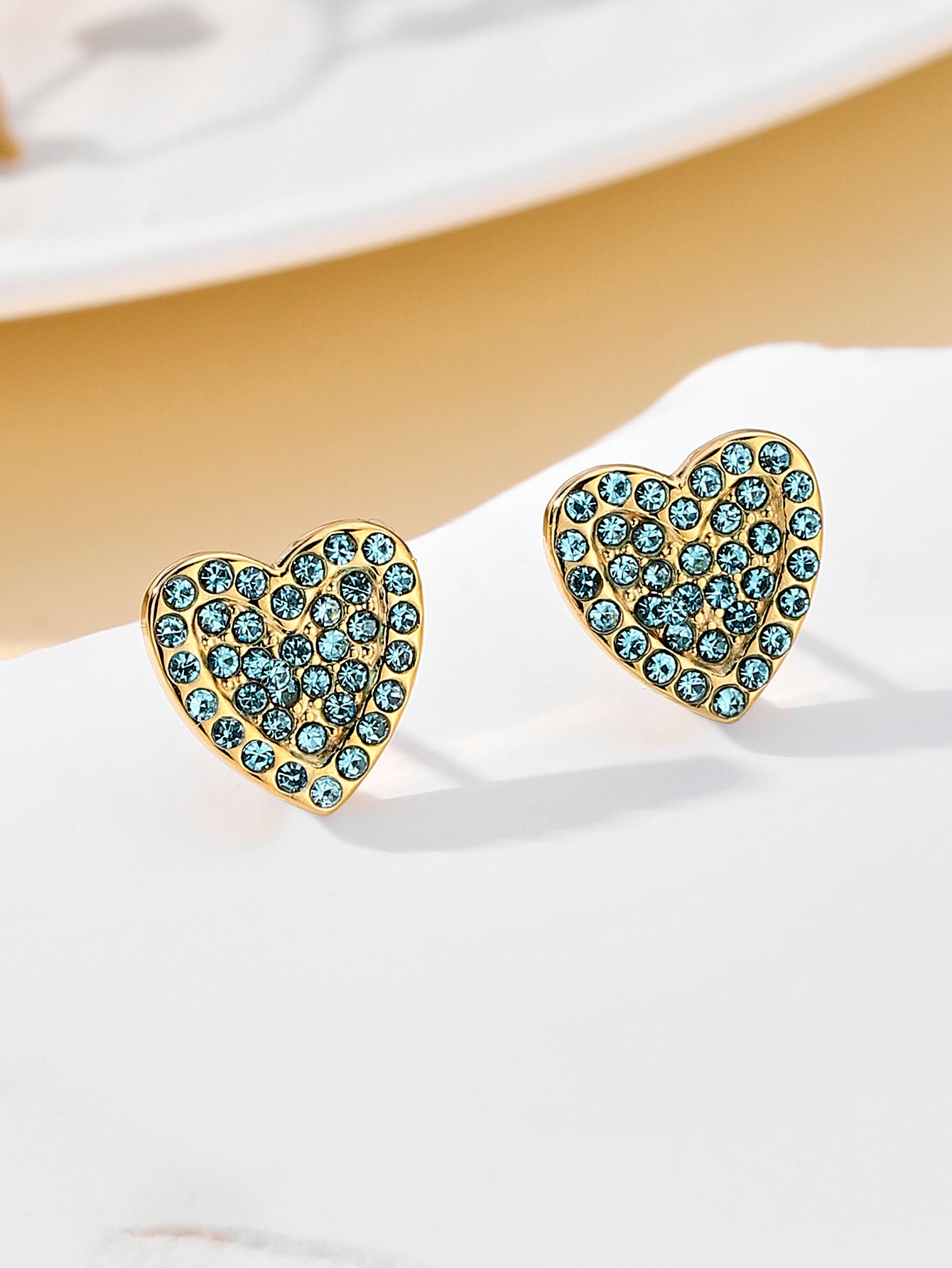 1 Pair Ig Style Simple Style Heart Shape Plating Inlay Stainless Steel Zircon 18k Gold Plated Ear Studs