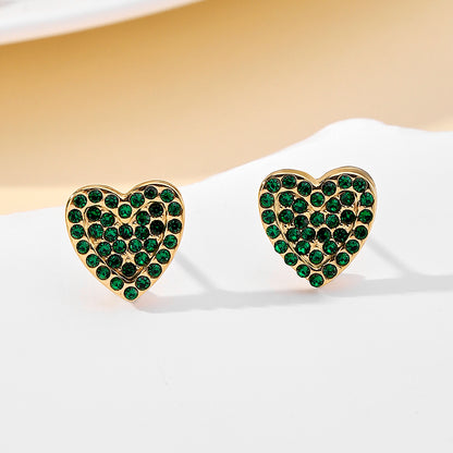 1 Pair Ig Style Simple Style Heart Shape Plating Inlay Stainless Steel Zircon 18k Gold Plated Ear Studs