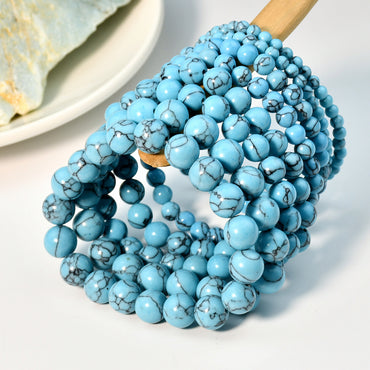 Casual Vacation Handmade Round Turquoise Beaded Unisex Bracelets