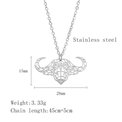 Simple Style Cool Style Cattle Titanium Steel Plating Hollow Out Pendant Necklace