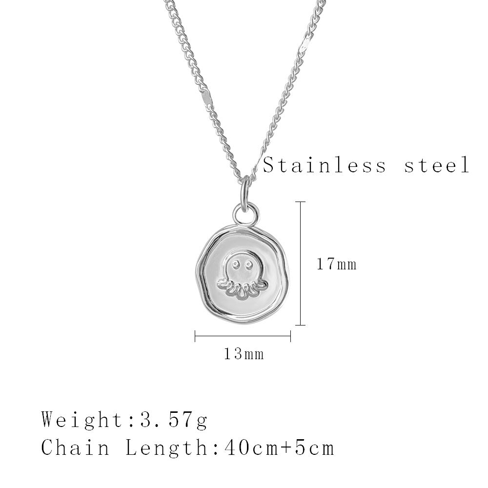 Cute Simple Style Octopus Titanium Steel Plating Pendant Necklace