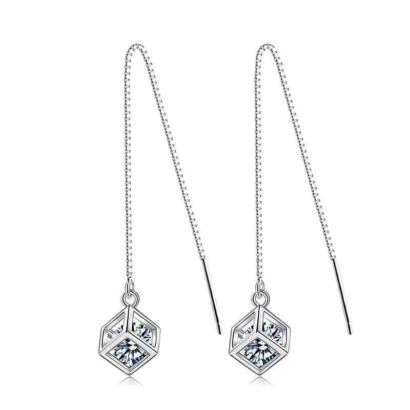 1 Pair Lady Geometric Plating Inlay Copper Zircon White Gold Plated Drop Earrings