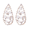 1 Pair Retro Shiny Water Droplets Hollow Out Alloy Glass Rhinestones Glass Drop Earrings