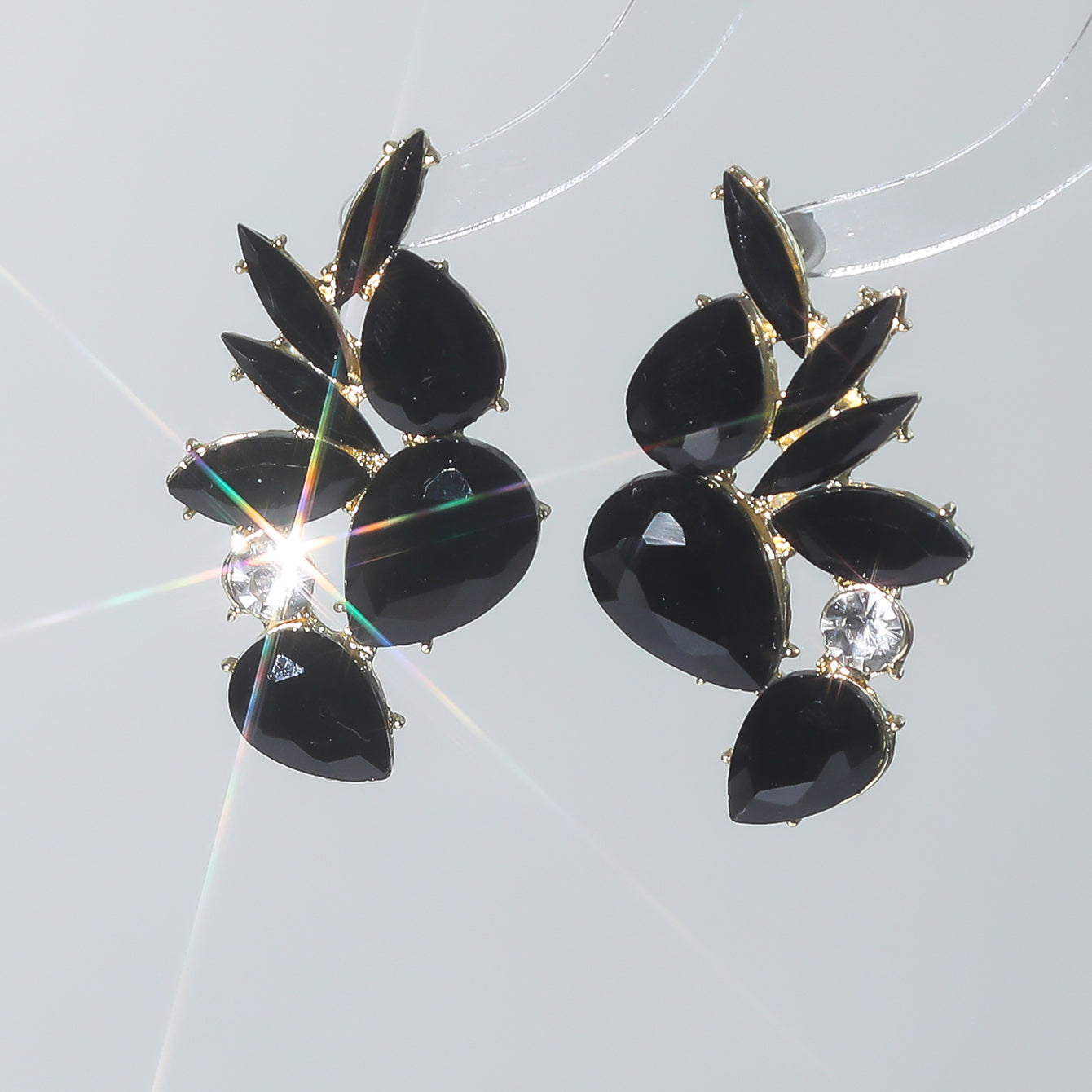 1 Pair Casual Shiny Geometric Inlay Alloy Rhinestones Zircon Drop Earrings