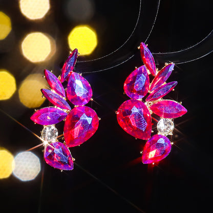 1 Pair Casual Shiny Geometric Inlay Alloy Rhinestones Zircon Drop Earrings