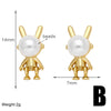 1 Pair Modern Style Simple Style Rabbit Flower Bow Knot Plating Inlay Copper Pearl Zircon 18k Gold Plated Ear Studs