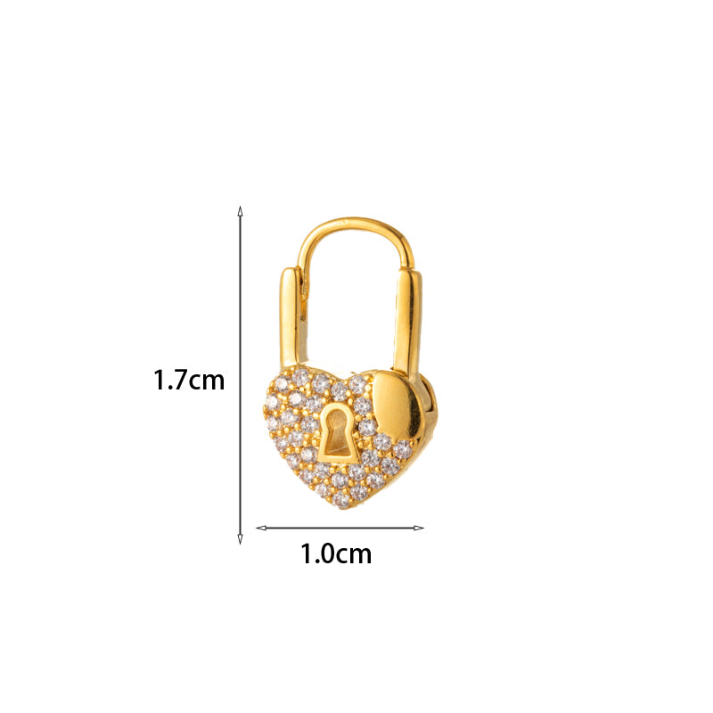 Fashion Creative Double-sided Zircon Heart-shape Alloy Earrings