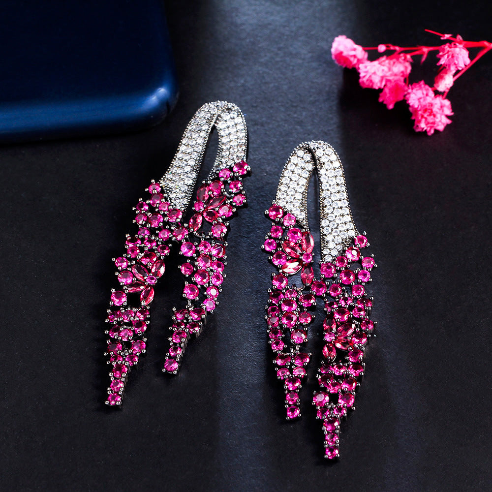 1 Pair Casual Romantic Geometric Plating Inlay Copper Zircon Rhodium Plated Silver Plated Drop Earrings