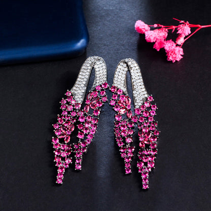 1 Pair Casual Romantic Geometric Plating Inlay Copper Zircon Rhodium Plated Silver Plated Drop Earrings