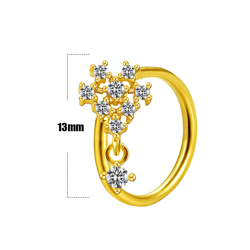 Casual Elegant Star Heart Shape Wings Stainless Steel Copper White Gold Plated Gold Plated Rhinestones Zircon Nose Ring In Bulk