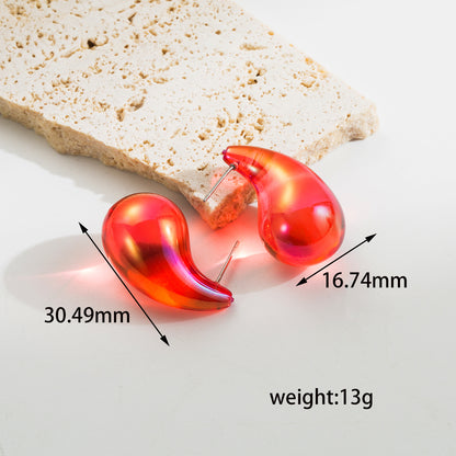 1 Pair Ig Style Simple Style Water Droplets Spray Paint Stainless Steel Arylic Ear Studs