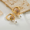 1 Pair Elegant Vintage Style Round Plating Inlay Copper Artificial Pearls Zircon 18k Gold Plated Drop Earrings