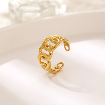 French Style Simple Style Irregular Lattice Heart Shape Stainless Steel Plating Hollow Out 18k Gold Plated Rings