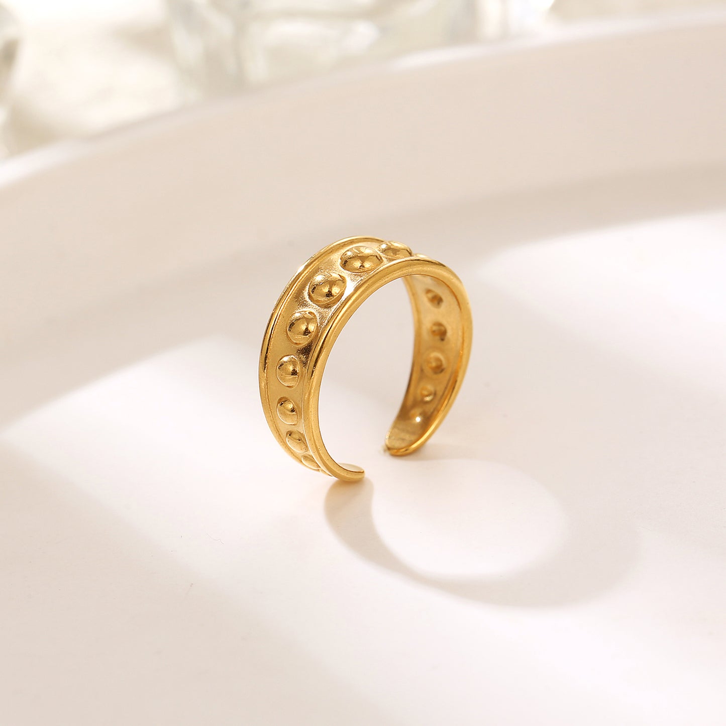 French Style Simple Style Irregular Lattice Heart Shape Stainless Steel Plating Hollow Out 18k Gold Plated Rings