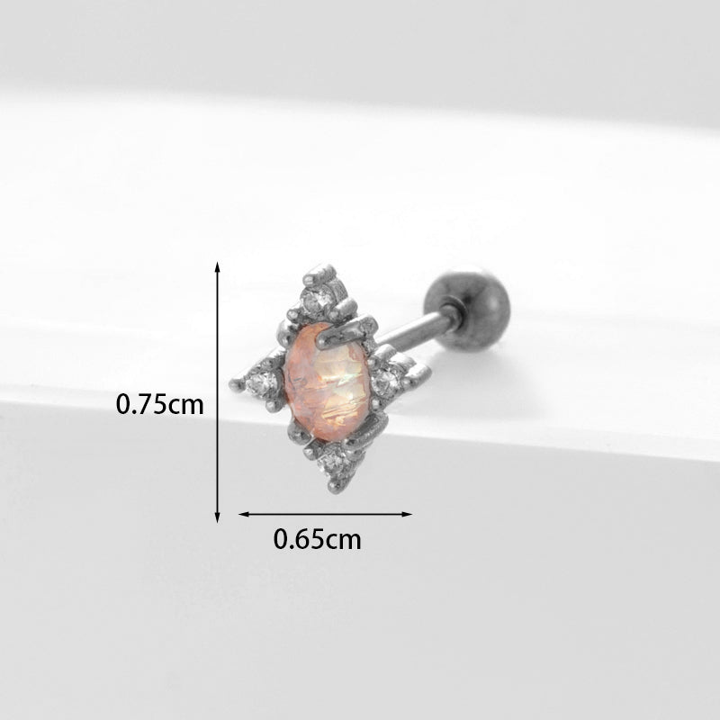 Geometric Plating Metal Artificial Gemstones Earrings Ear Studs