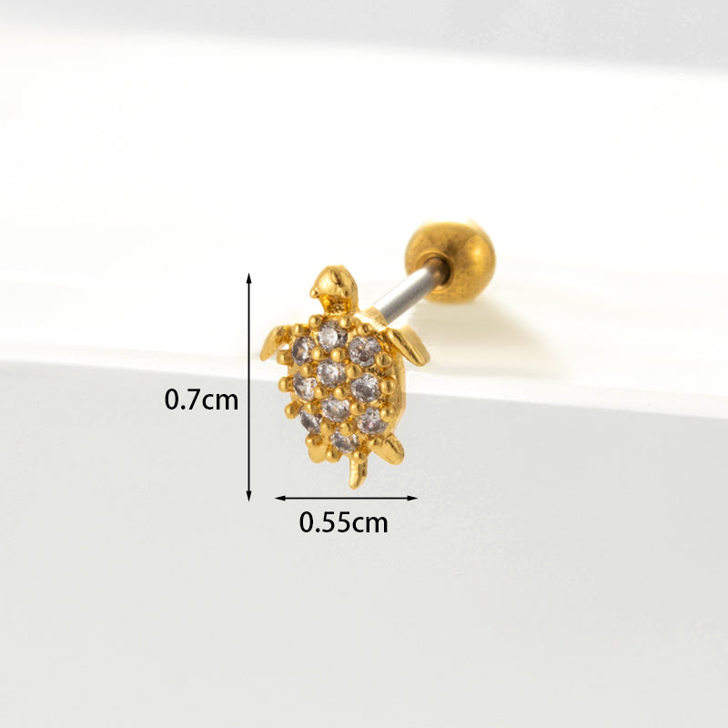 Geometric Plating Metal Artificial Gemstones Earrings Ear Studs