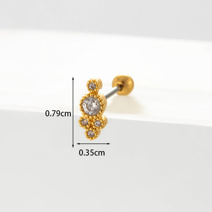 Geometric Plating Metal Artificial Gemstones Earrings Ear Studs