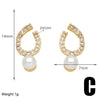 1 Pair Modern Style Simple Style Round Moon Plating Inlay Copper Artificial Pearls Zircon 18k Gold Plated Ear Studs