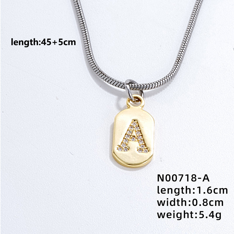 Wholesale Simple Style Letter Stainless Steel Titanium Steel Plating Chain Inlay Gold Plated Zircon Pendant Necklace