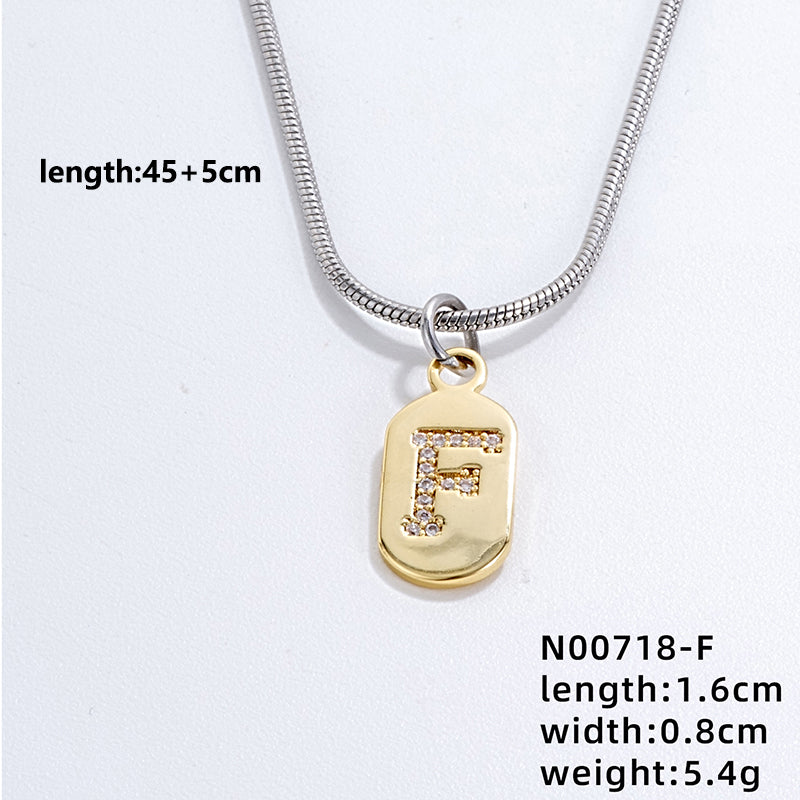 Wholesale Simple Style Letter Stainless Steel Titanium Steel Plating Chain Inlay Gold Plated Zircon Pendant Necklace