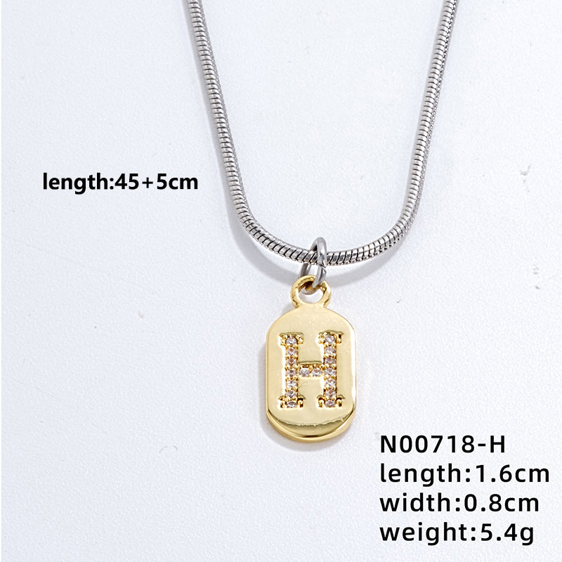 Wholesale Simple Style Letter Stainless Steel Titanium Steel Plating Chain Inlay Gold Plated Zircon Pendant Necklace