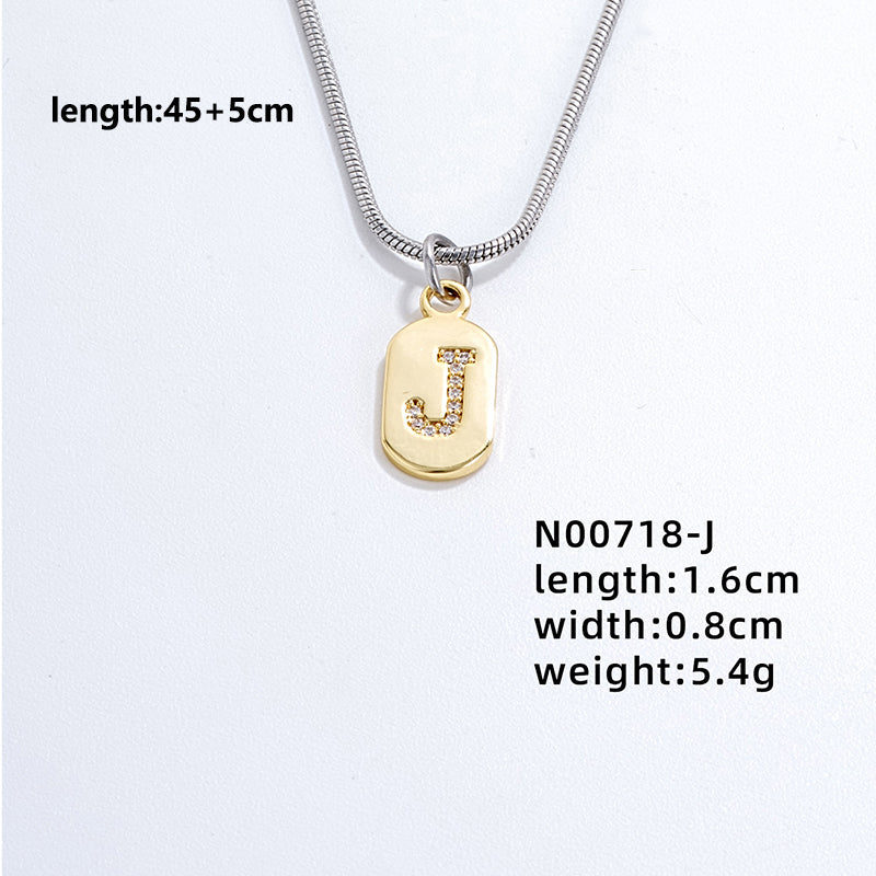 Wholesale Simple Style Letter Stainless Steel Titanium Steel Plating Chain Inlay Gold Plated Zircon Pendant Necklace