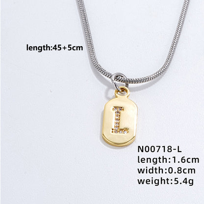 Wholesale Simple Style Letter Stainless Steel Titanium Steel Plating Chain Inlay Gold Plated Zircon Pendant Necklace