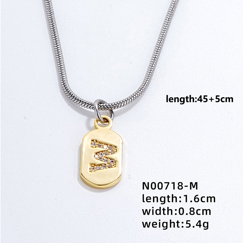 Wholesale Simple Style Letter Stainless Steel Titanium Steel Plating Chain Inlay Gold Plated Zircon Pendant Necklace