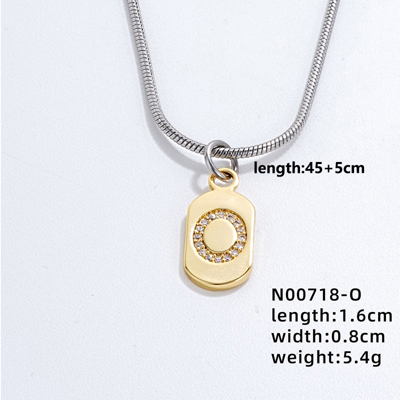 Wholesale Simple Style Letter Stainless Steel Titanium Steel Plating Chain Inlay Gold Plated Zircon Pendant Necklace