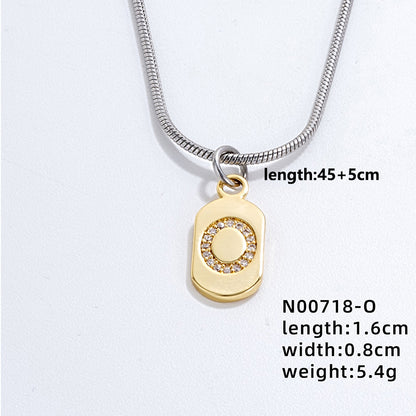 Wholesale Simple Style Letter Stainless Steel Titanium Steel Plating Chain Inlay Gold Plated Zircon Pendant Necklace